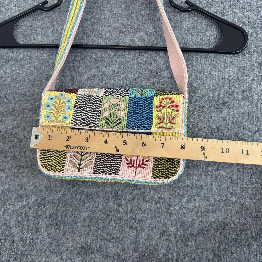 Anthropologie Maeve The Fiona Beaded Bag in Floral Patchwork Boho Cute Spring